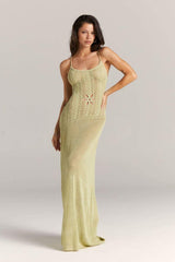 Marjorie Flower Cut-out Crochet Maxi Dress