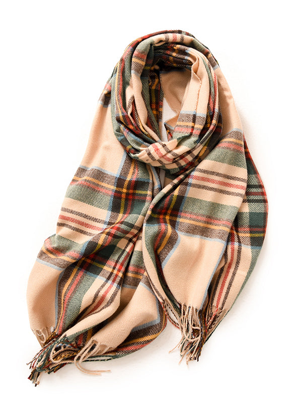 Plaid Tasseled Shawl&Scarf