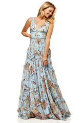 Alice Floral Print Ruffle Maxi Dress