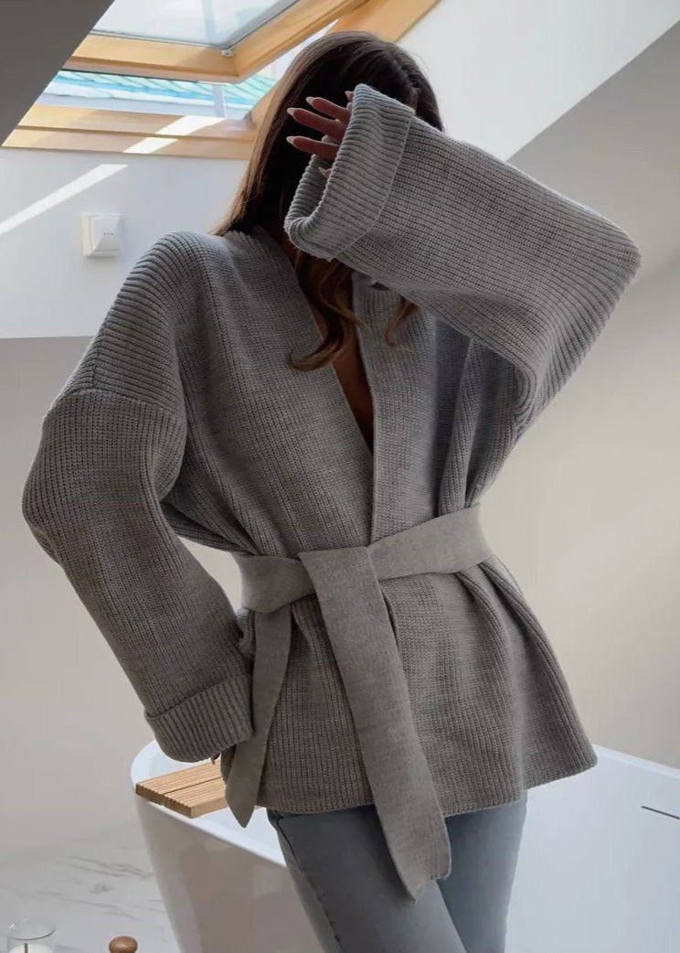 Casual Chic Belted Knit Sweater Coat