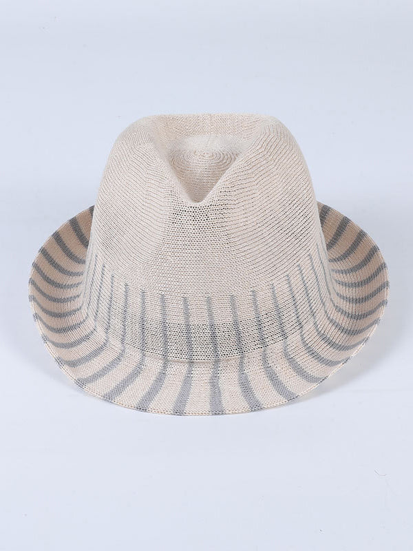 Sun-Protection Short Brim Striped Woven Fisherman Hat Hats&Caps