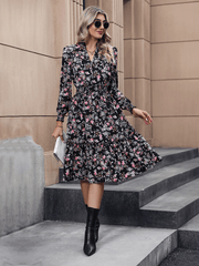 Madeira Floral Midi Dress - Black