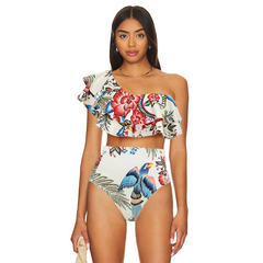 Ruffle Printed Bikini Swimsuit and Skirt