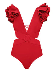 Honey Two-piece Ruffle Swim Set