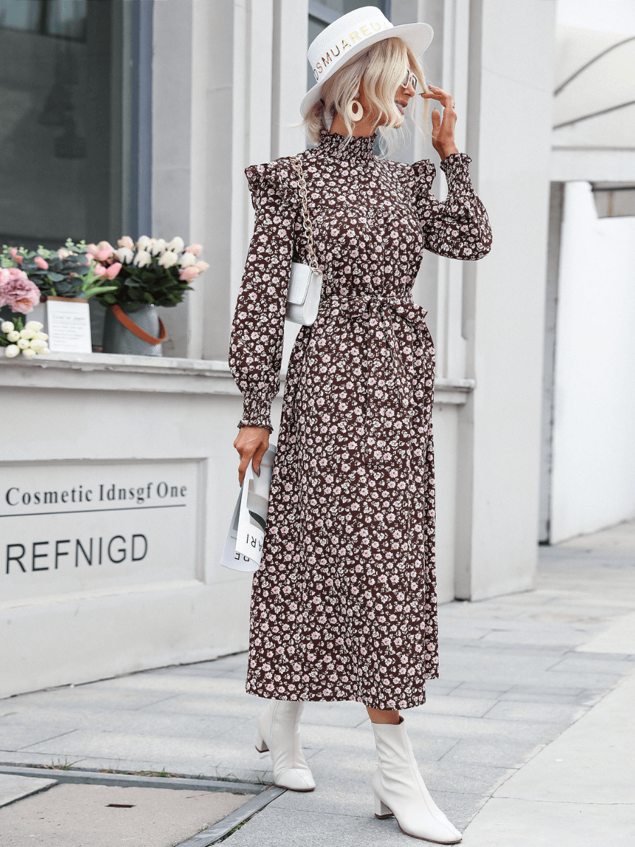 FALL HAS SPRUNG MAXI DRESS - BROWN