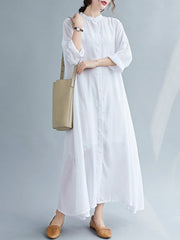 Original Solid Round-Neck Shirts Dress