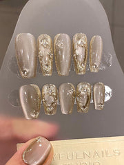 Detachable Embossed Press-On Nails