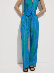 Striped Printed High Waist Trousers