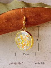 Pressed Flower Earrings - Yellow Lily Resin