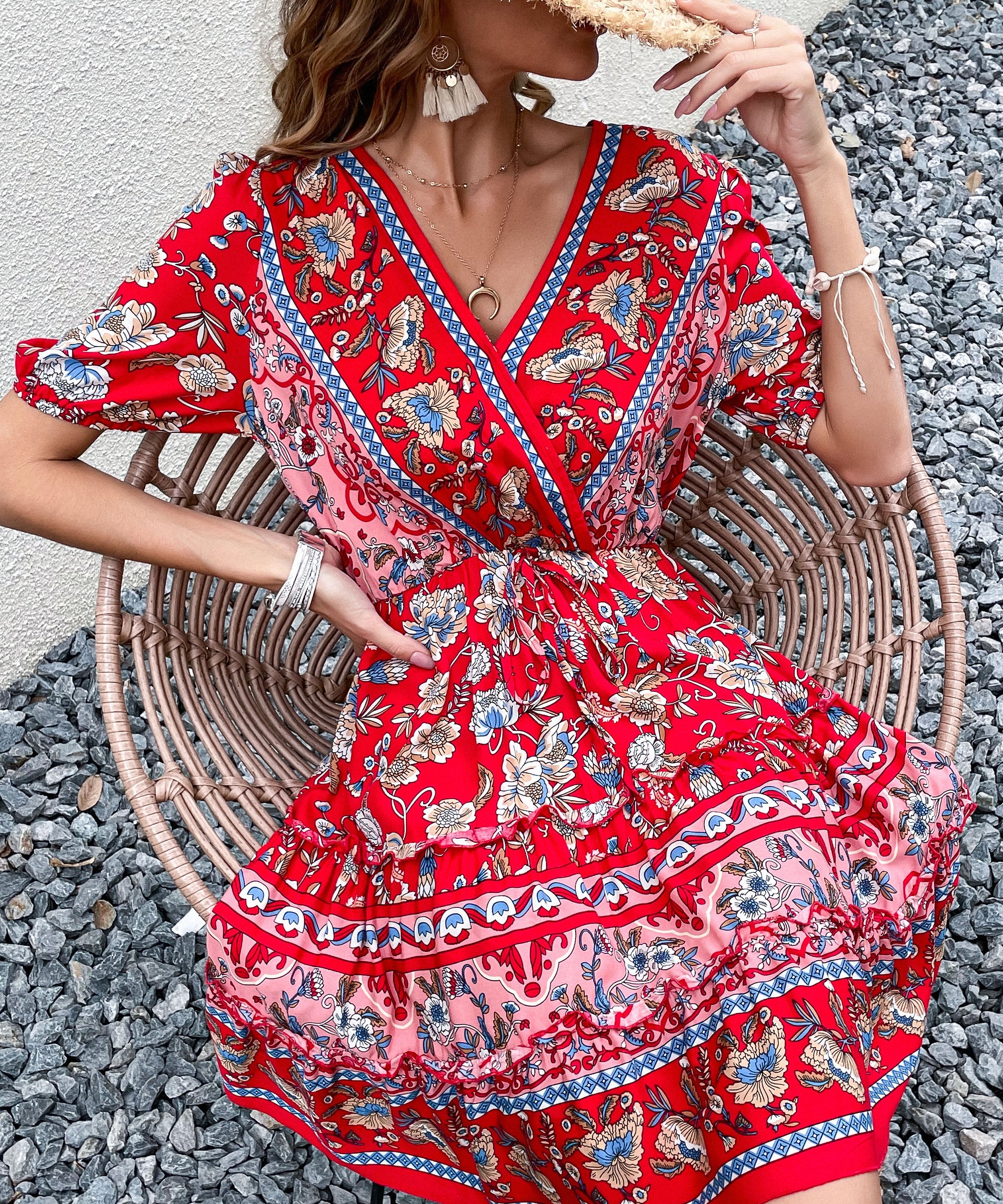 RICARDA DRESS - RED PRINT