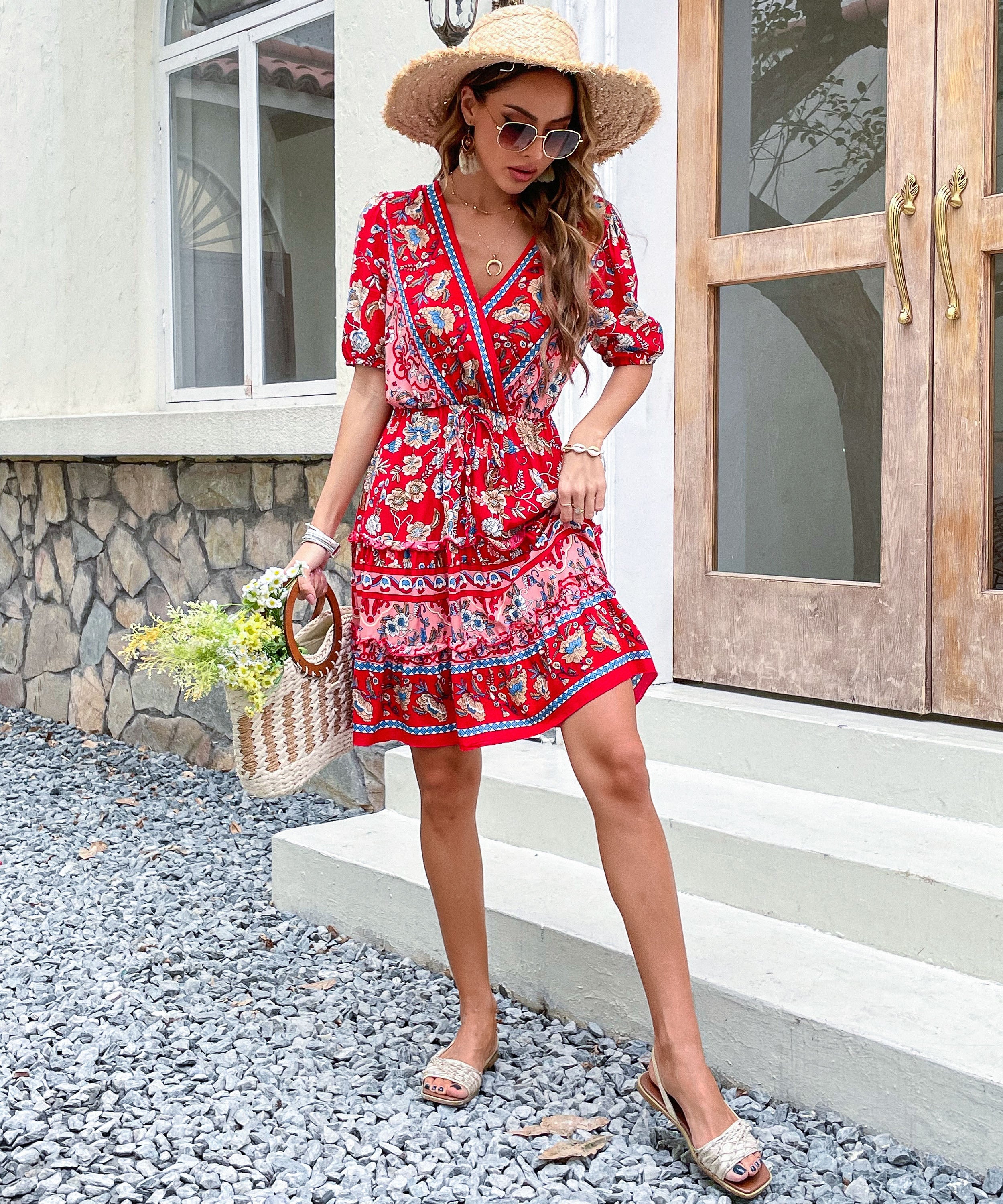 RICARDA DRESS - RED PRINT