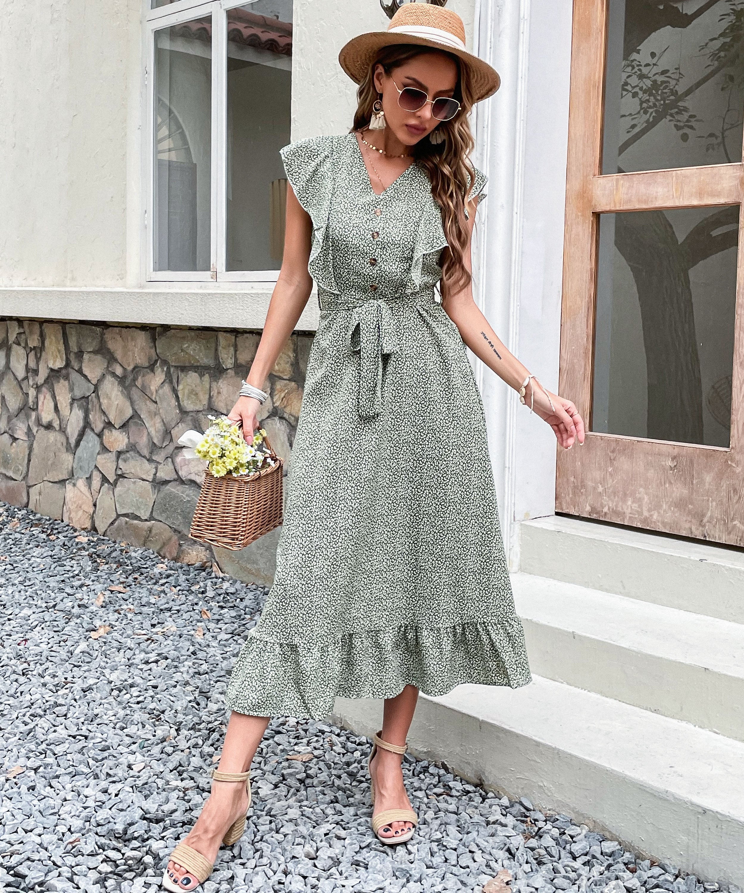 CHANDEY DRESS - GREEN PRINT