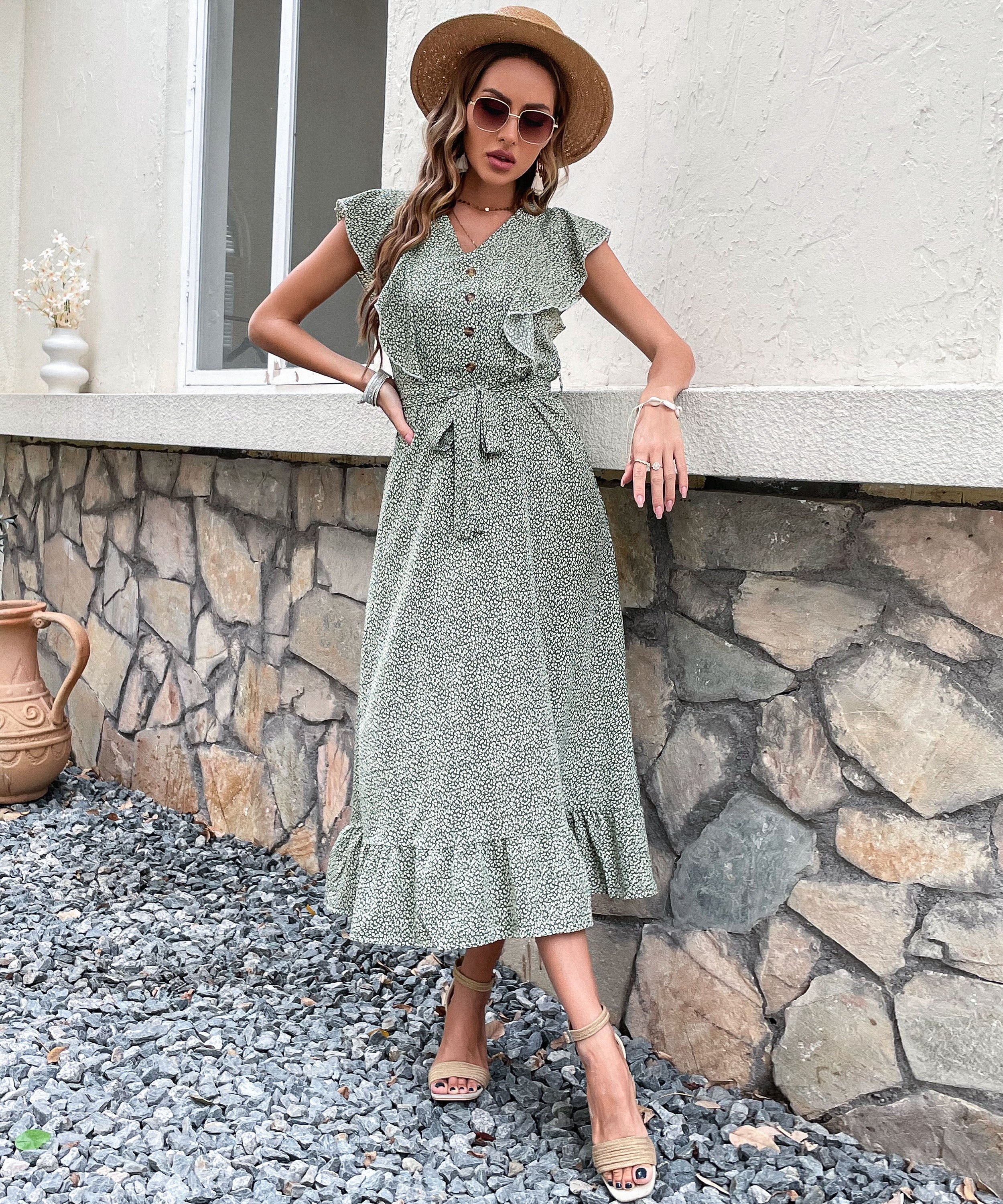 CHANDEY DRESS - GREEN PRINT