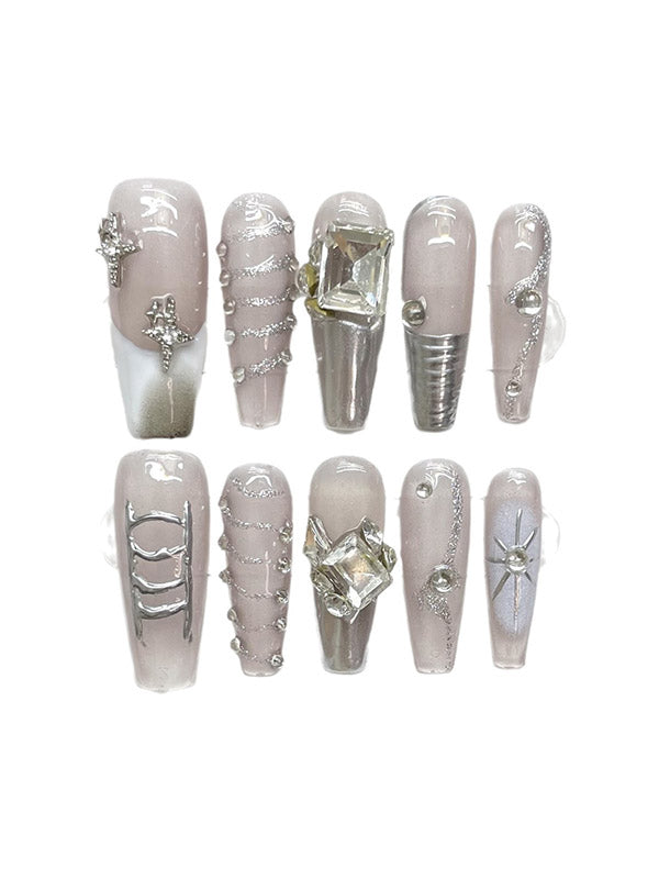 Detachable Rhine Stones Press-On Nails