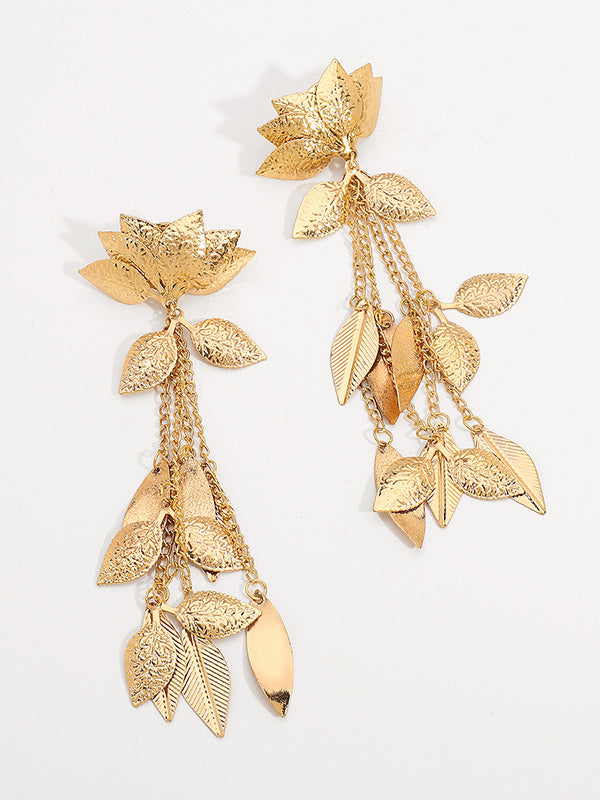 Flower Shape Tasseled Drop Earrings