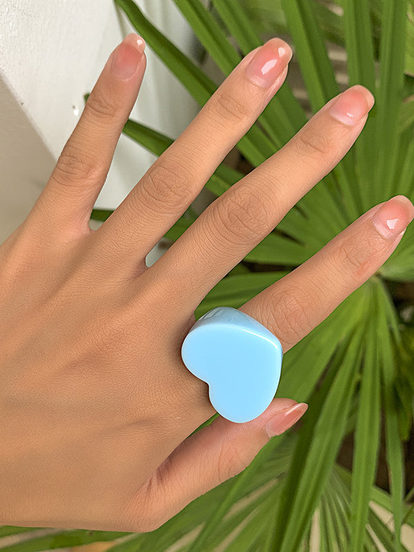 Geometric Heart Shape Solid Color Rings Accessories