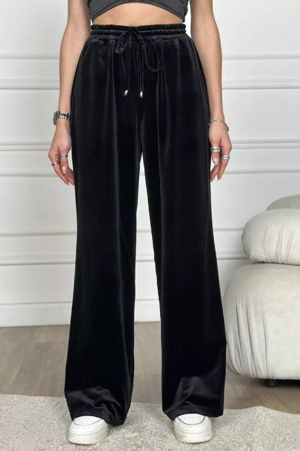 Golden Velvet Wide -legged Pants Straight Velvet Pants