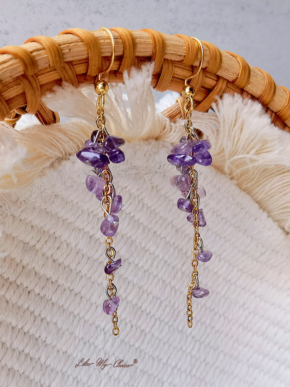 February Birth Stone Wisteria Amethyst Dangle Earrings