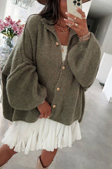 Solid Color Casual Retro Cardigan Bat Sleeve Sweater Cardigan