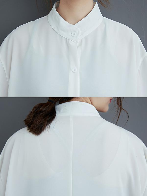 Loose Split-Joint Hollow Solid Long Blouse