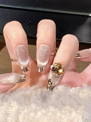 Detachable Rhine Stones Press-On Nails