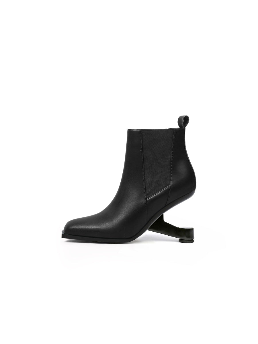 JadyRose | HARPER Elevator Heel Black Leather Chelsea Boot