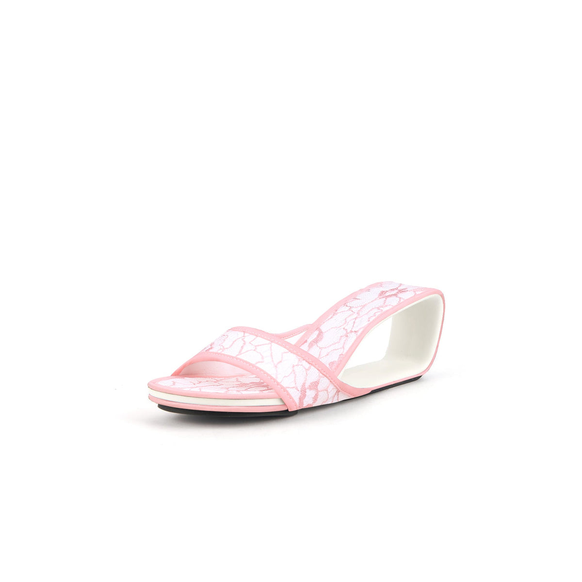 JADY ROSE | DELICATE BALANCE LACE MESH LEATHER SLIDE - PINK