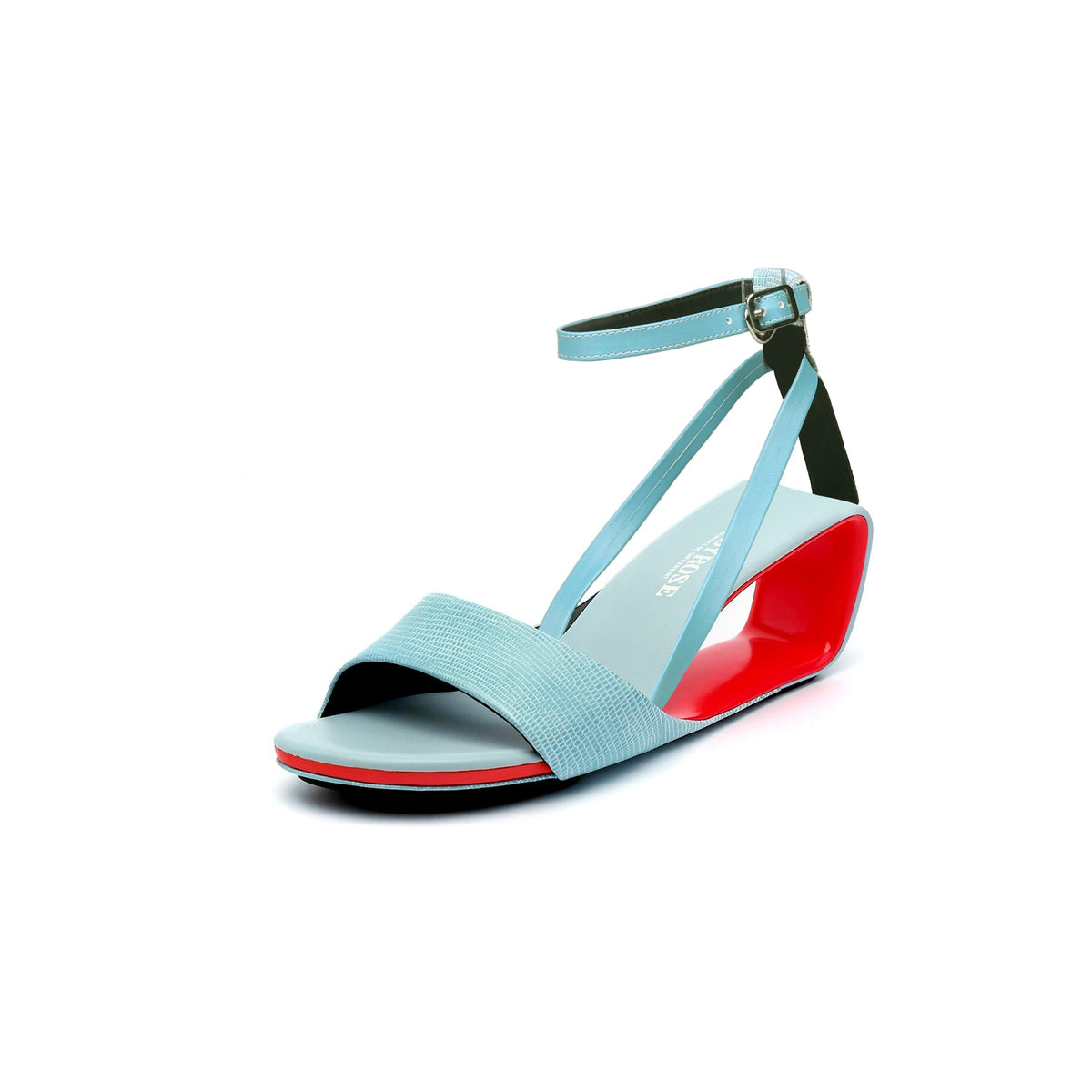 JADY ROSE | VESTAVIA ANKLE STRAP LEATHER WEDGE SANDAL - BLUE