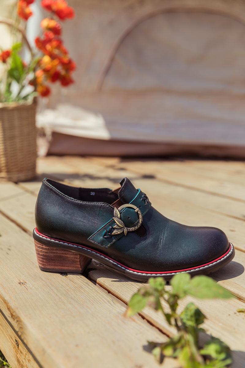 SOFFIA | Dark Green Leather Bootie