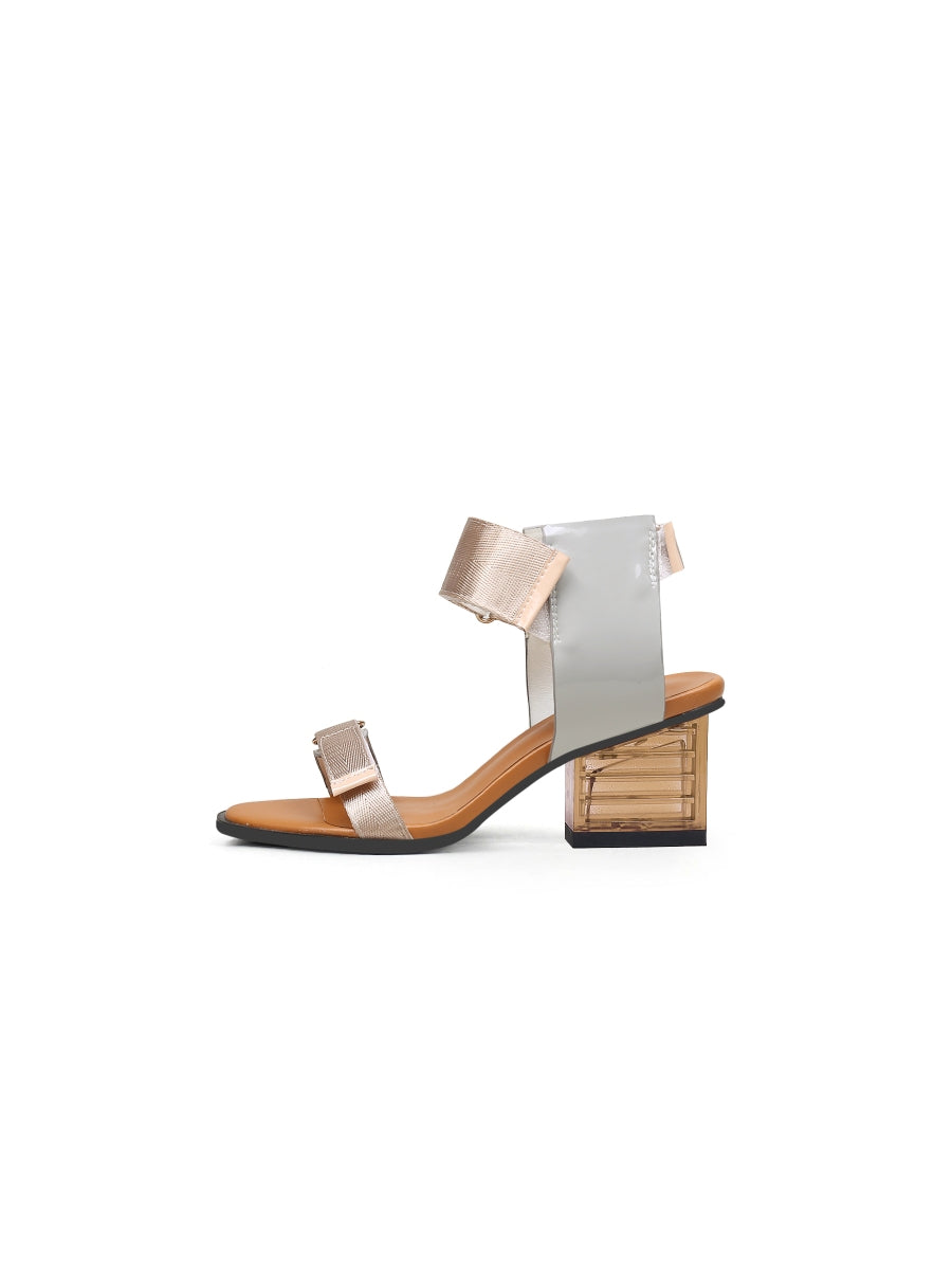 JadyRose | Gold Party Heel Leather Sandal