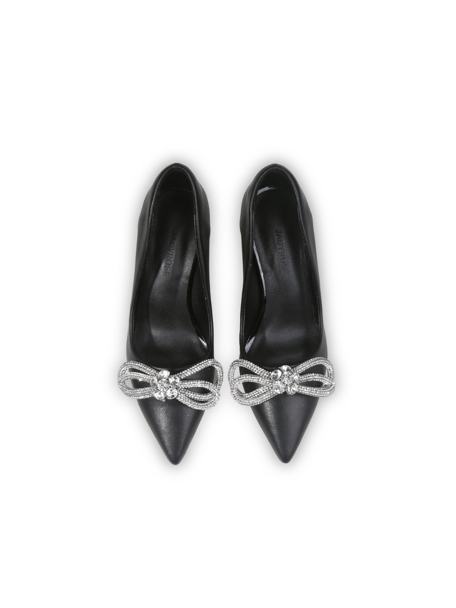 Jady Rose | Guest Of Wedding Rhinestone Bow Stilettos - Black