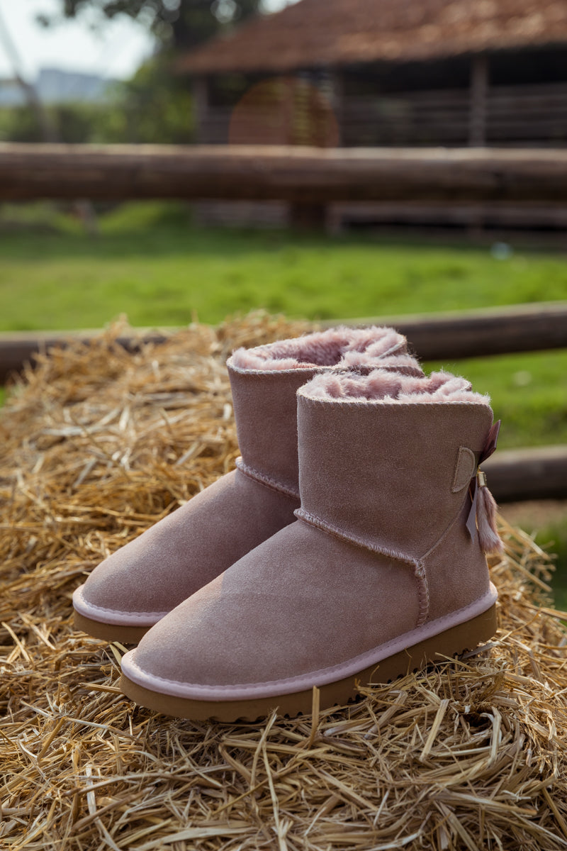 SMAIBULUN Ugg | TAIL BOW BACK SUEDE BOOT - PINK