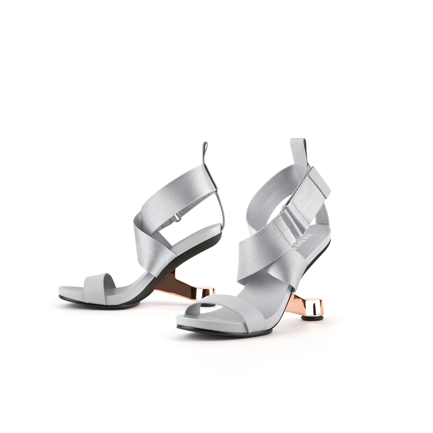 JADY ROSE | KORI CROSS STRAP OPEN TOE HEELED SANDAL- SILVER