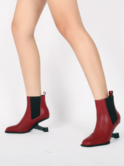 JadyRose | HARPER Elevator Heel Burgundy Leather Chelsea Boot