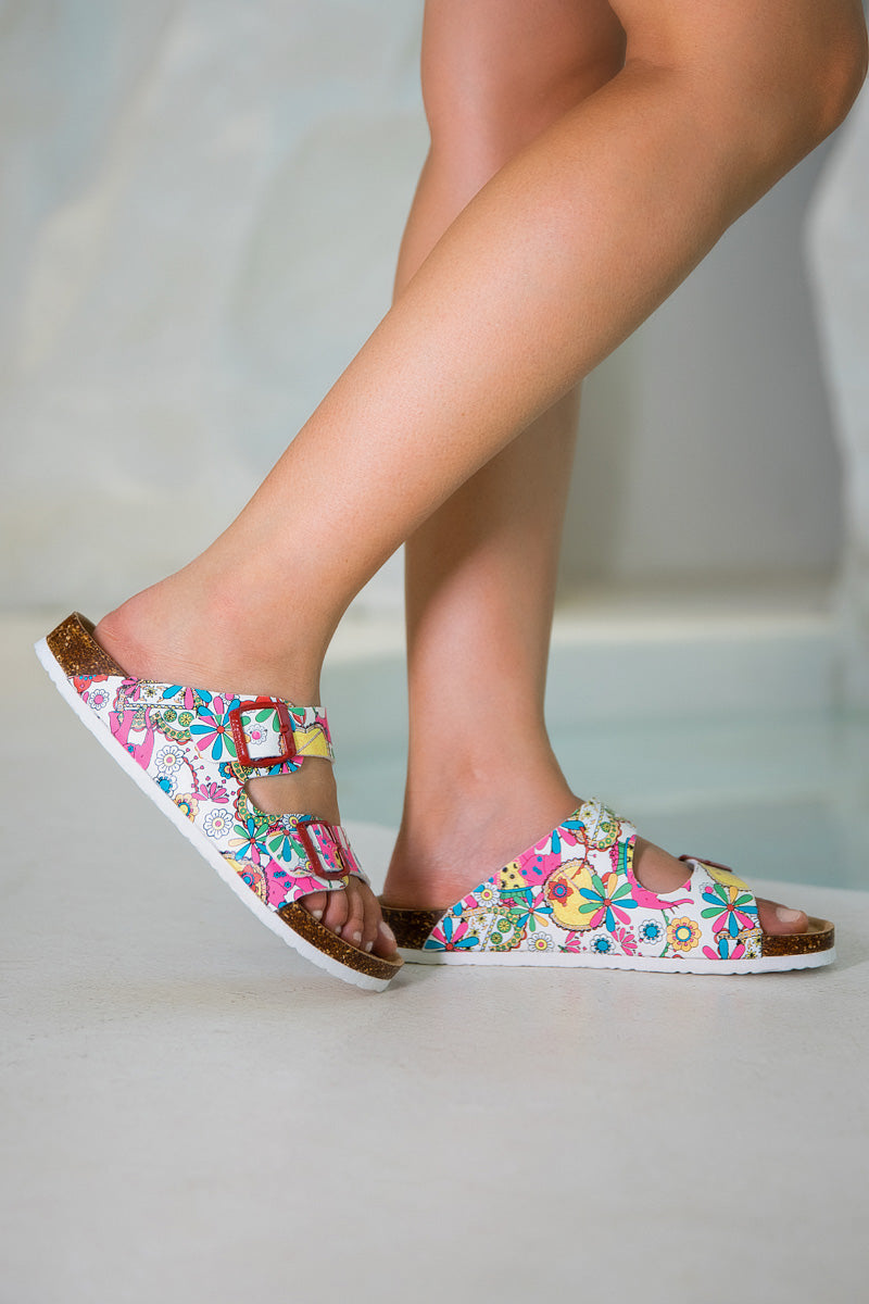 MAIBULUN | Lovey Dovey Floral Printed Double Strap Sandal