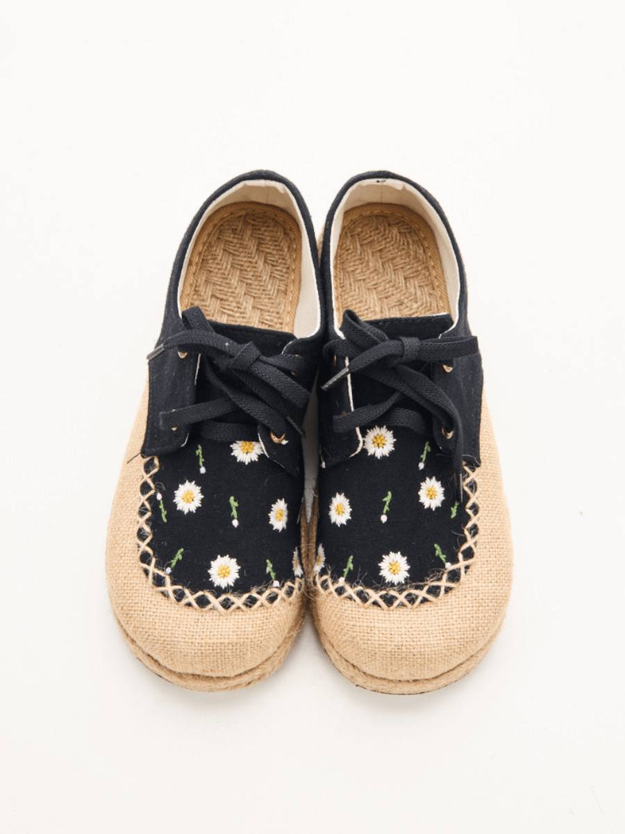 Cactus Rose | Irena Daisy Linen Espadrille - Black