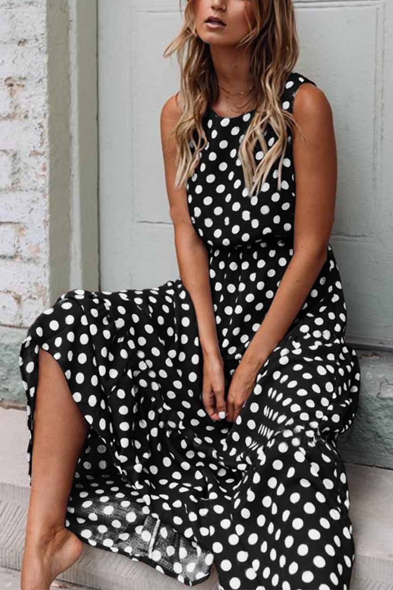 Chicindress Polka Dot Round Neck Dress (5 Colors)