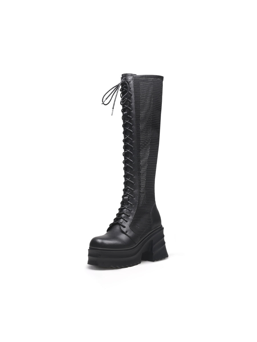 JADYROSE | LALLIE BLACK CHUNKY HEEL KNEE HIGH BOOT