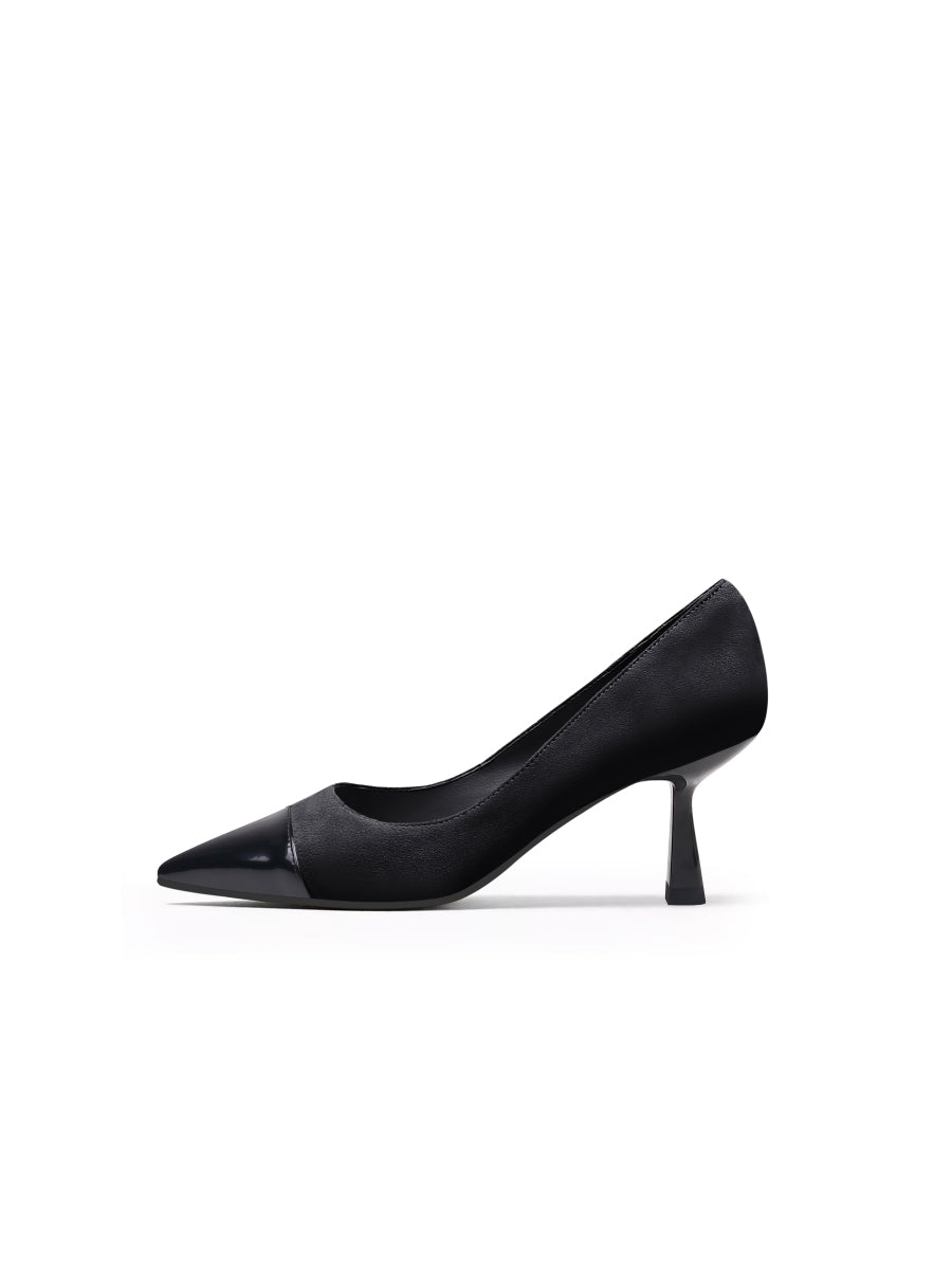 JadyRose | ALADIA Contrast Leather BLACK STILETTOS