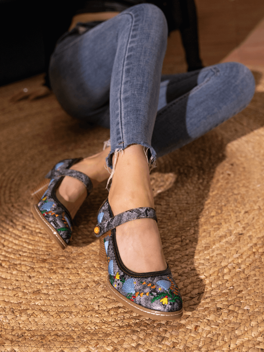 SOFFIA | GEORGINA FLORAL LEATHER PUMP