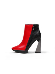 JadyRose | Sky High Genuine Leather Heel Boot - Red