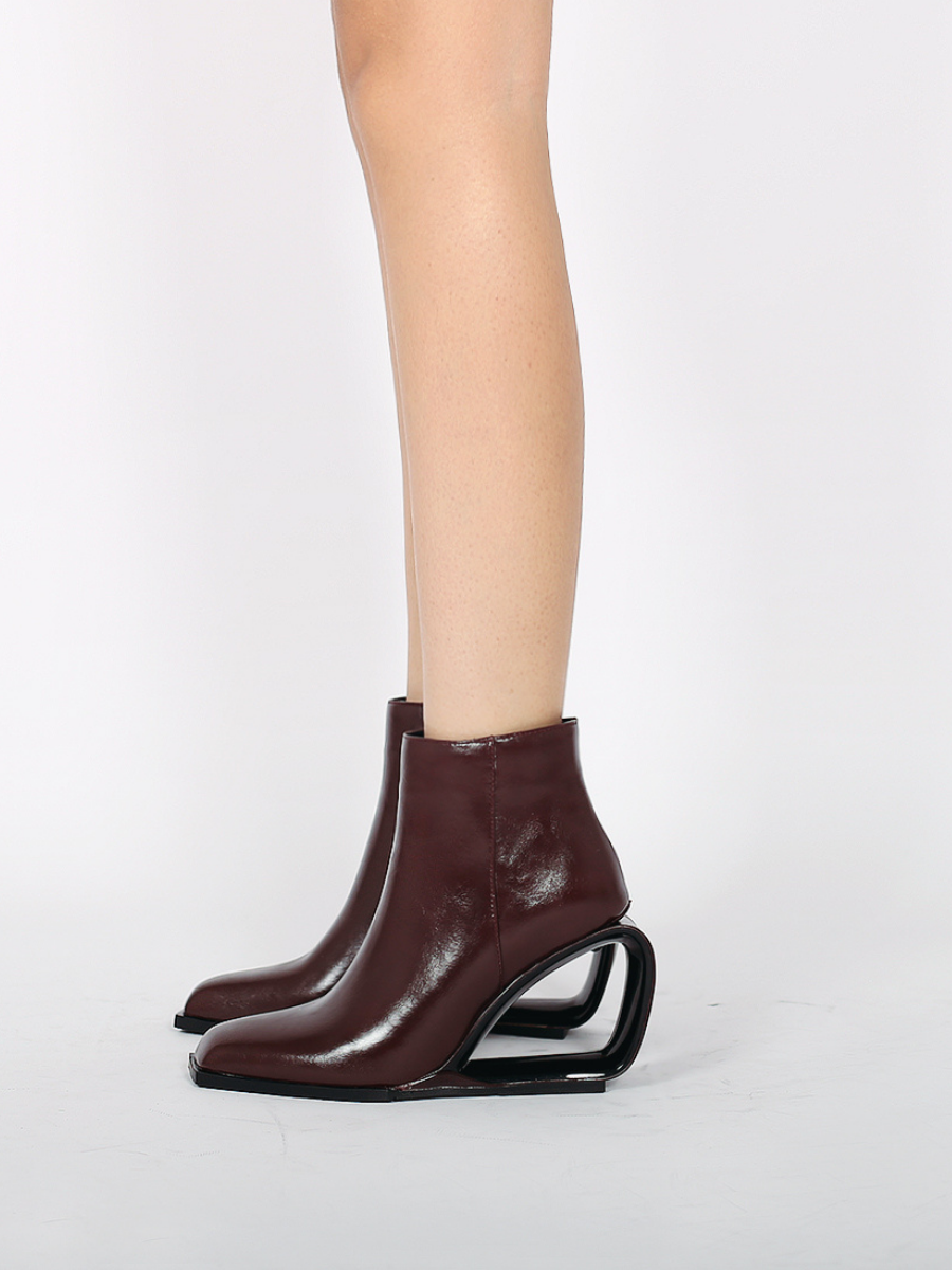 JadyRose | FIREPLACE Wedge-Heel Chocolate Leather Ankle Boot