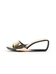 JADY ROSE | MADEMOISELLE BELLE LEATHER WEDGE SLIDE - GOLD