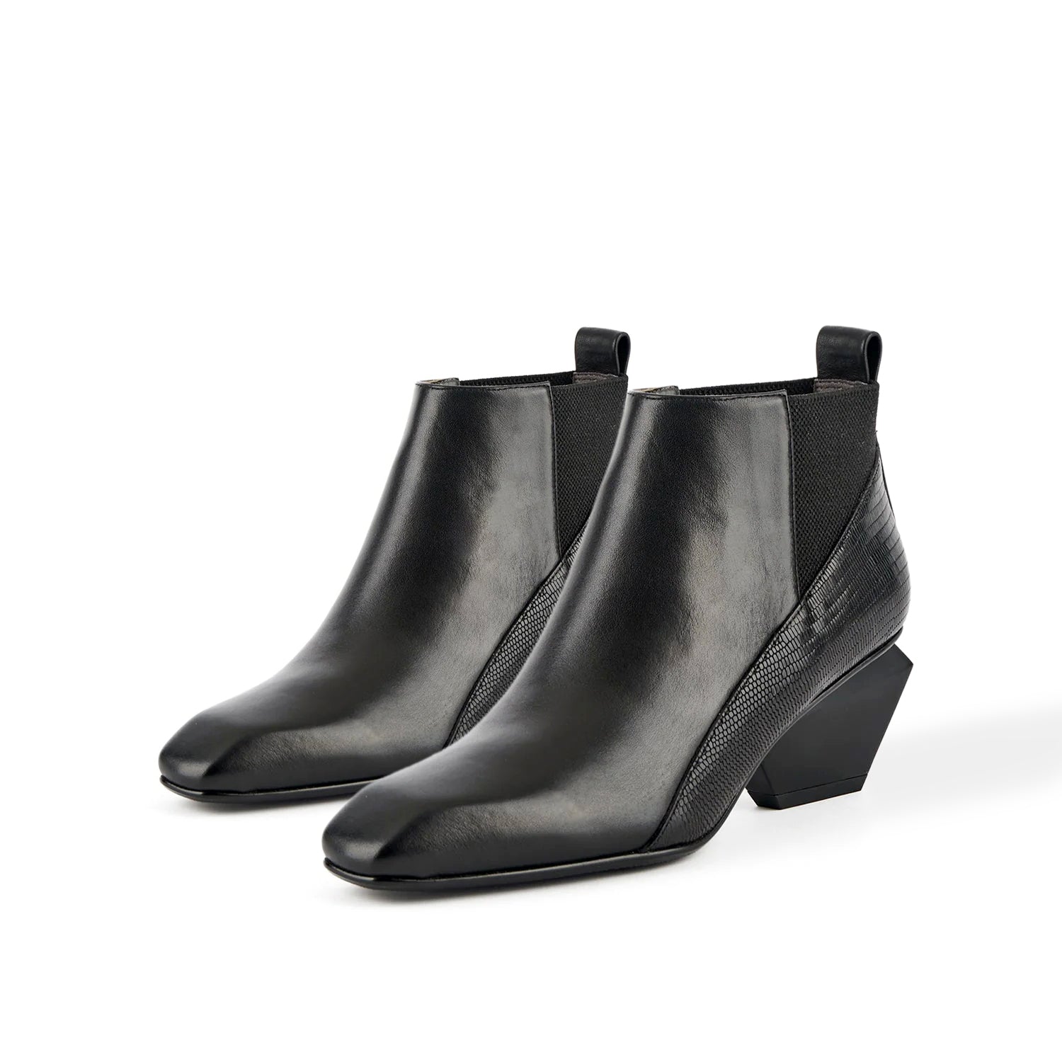 Jady Rose | Ayala Geometry-heel Leather Ankle Boot - Black