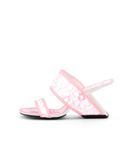 JADY ROSE | CAMELLIA LACE UPPER LEATHER HEELED SANDAL - PINK