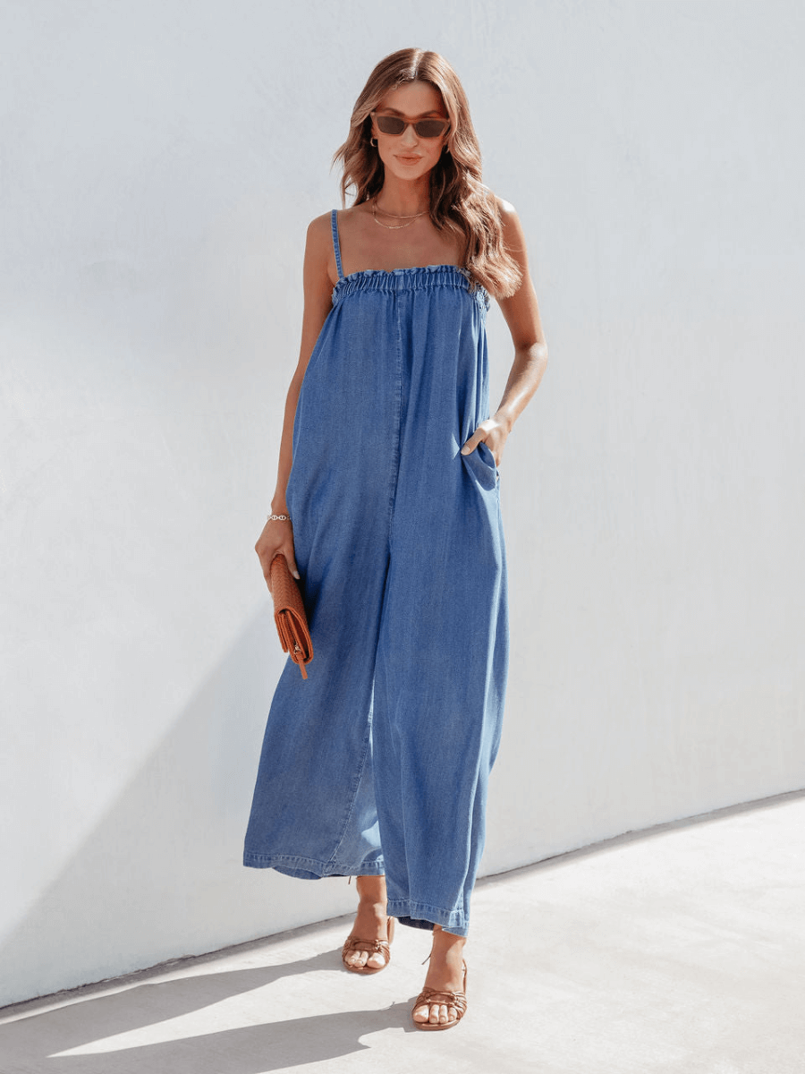 CORONADO SIDE POCKETED DENIM JUMPSUIT