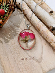 Pressed Flower Necklace - Rose Resin