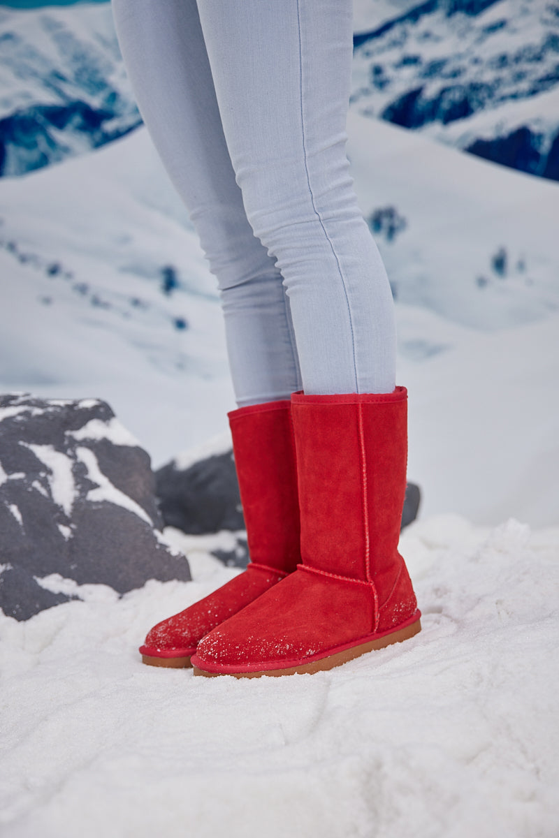 SMAIBULUN Ugg | CLASSIC SUEDE MID-LENGTH BOOTS - RED