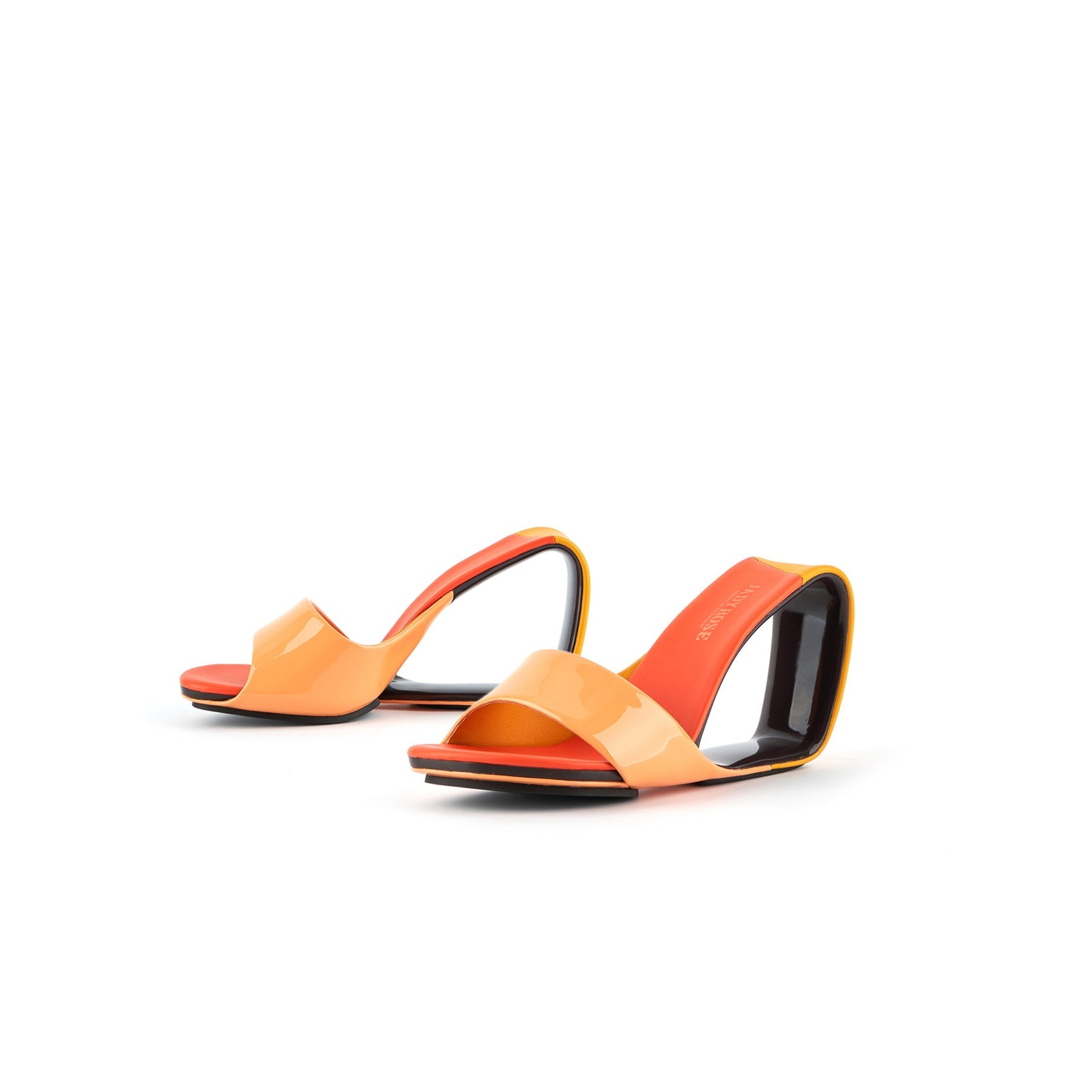 Jady Rose | Set It Straight Leather Wedge Slide - Orange