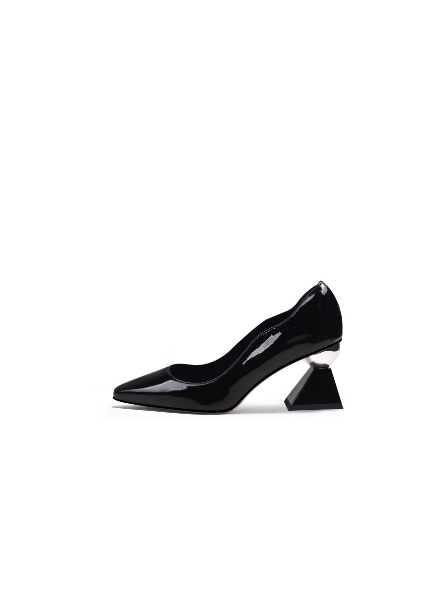 JadyRose | EAMON Black Scalloped-Edge Leather Pump